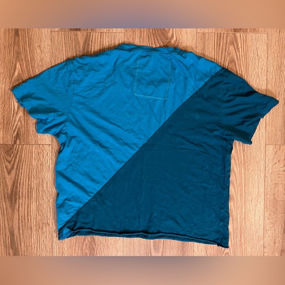 Aviator Nation Tee shirt two tone blue diagonal stitch size Medium - Picture 3 of 11